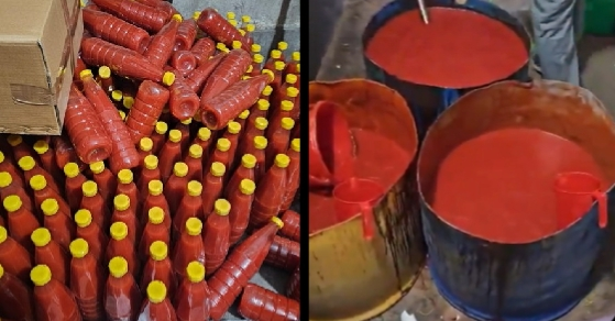 हापुड़ में नकली टोमैटो सॉस फैक्ट्री का भंडाफोड़, गाजर-स्टार्च से तैयार हो रहा था ‘सॉस’ हापुड़ में नकली टोमैटो सॉस फैक्ट्री का भंडाफोड़, गाजर-स्टार्च से तैयार हो रहा था ‘सॉस’
